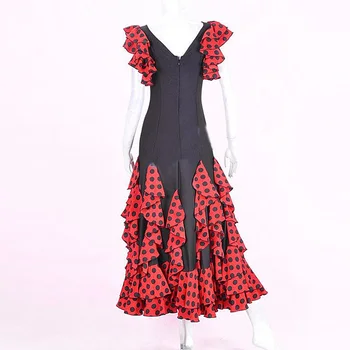merginos ispanijos suknelė, kostiumas vaikams ispanų flamenko suknelė tango moterų sportinių šokių suknelė valsas šokių drabužiai moterims dot