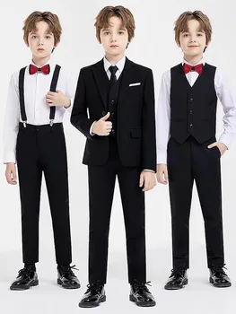 Berniukai 007 Juodą Kostiumą, Skirtą Vestuvių Paauglys Vaikai Oficialią Ceremoniją, Smokingas, Suknelė, Vaikų Fotografija Švarkas Partijos Veiklos Kostiumas